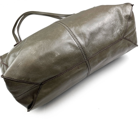 HOBO International Friar Taupe Gray Polished Leather Shoulder Bag - Picture 4 of 9